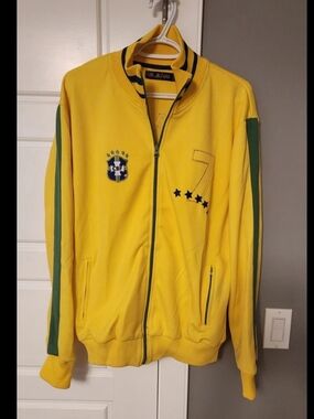 Brasil Brazil Soccer Jacket UB Jeans Size XL Embroidered